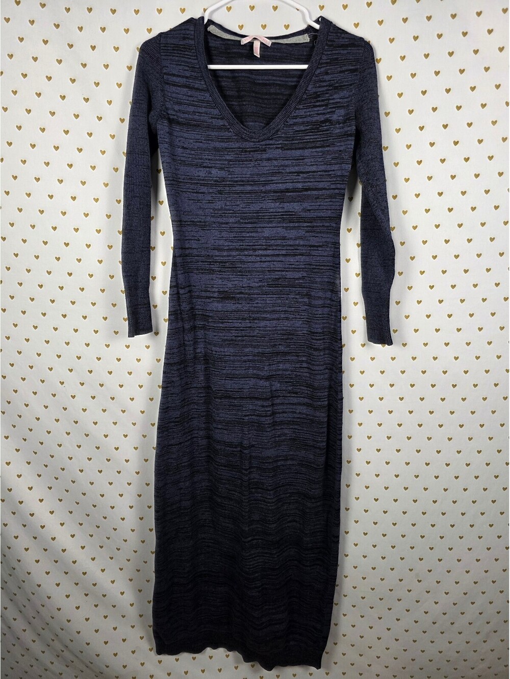 Victoria's Secret Blue Black Space Dye Sweater Knit Maxi Dress Small
